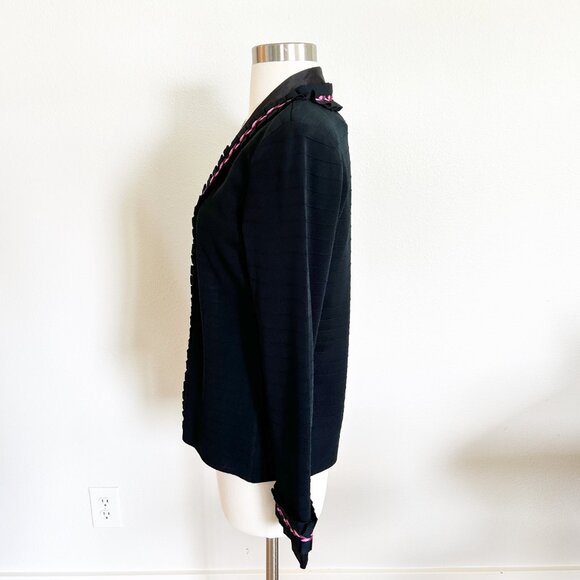 Ming Wang Twinset S Black Pink Ribbo Jacket Cardigan Tank Top 2 Pc Dressy - Picture 6 of 16